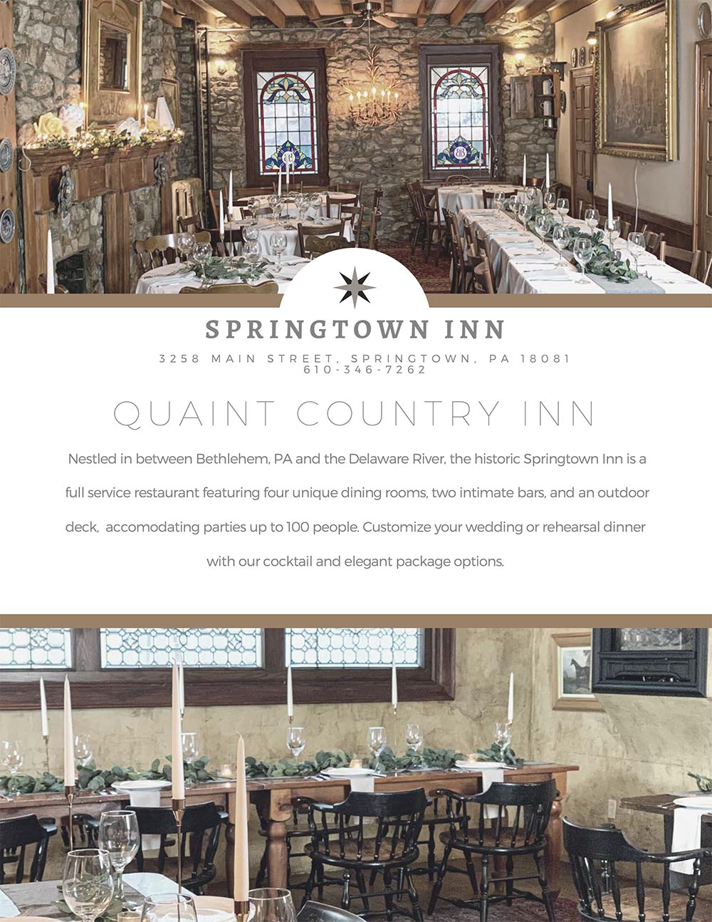 Springtown Inn wedding menu