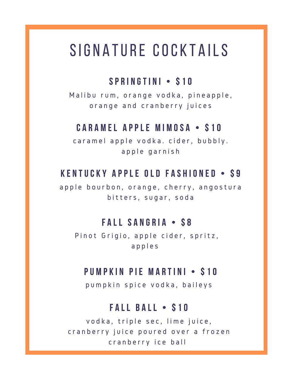 Springtown Inn Events Menu | Springtown Inn