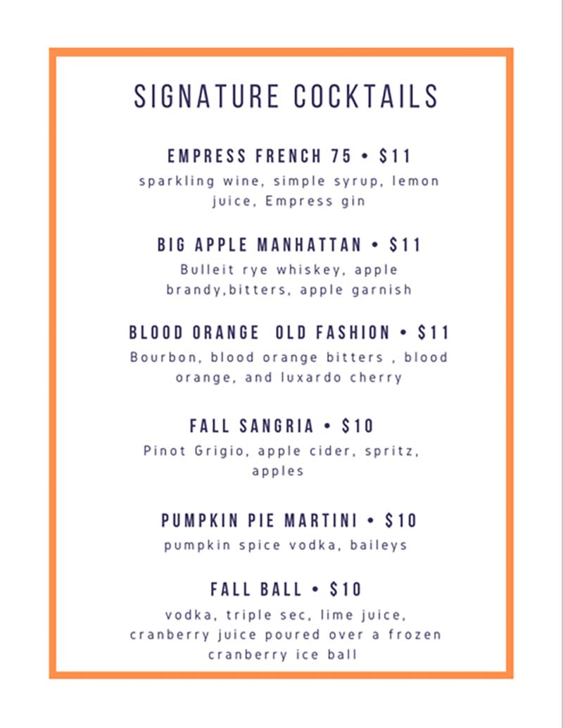 Cocktail Menu