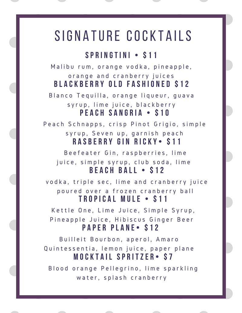 Cocktail Menu