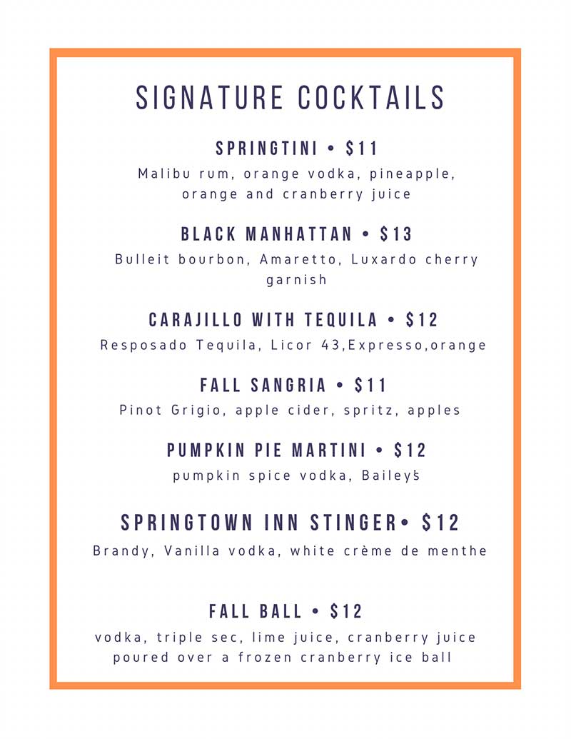 Cocktail Menu